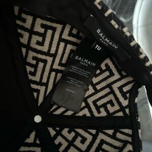 Balmain Black and Cream Geometric Hat